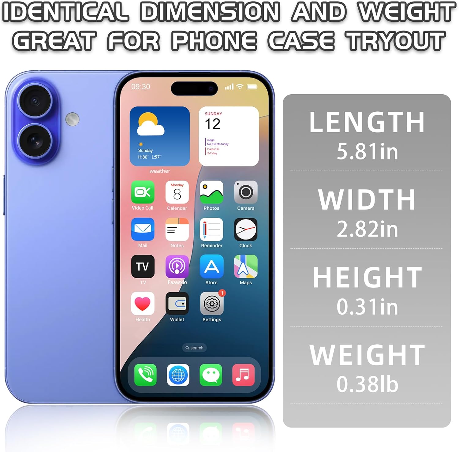 Dummy Fake Phone Model, Looks Like The RealPhone Compatible withPhone 16 Pro Max, for Cellphone Store Display or Send a ToyPhone for Kids (16,Ultramarine,The Screen is Printed with Patterns)