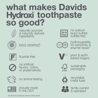 Davids Hydroxi™ Fluoride Free Nano Hydroxyapatite Toothpaste for Remineralizing Enamel & Sensitive Relief, Whitening, Antiplaque, SLS Free, Natural Peppermint, 4oz, Made in USA (3 Pack) Sensitive Mint 4 Ounce (Pack of 3)