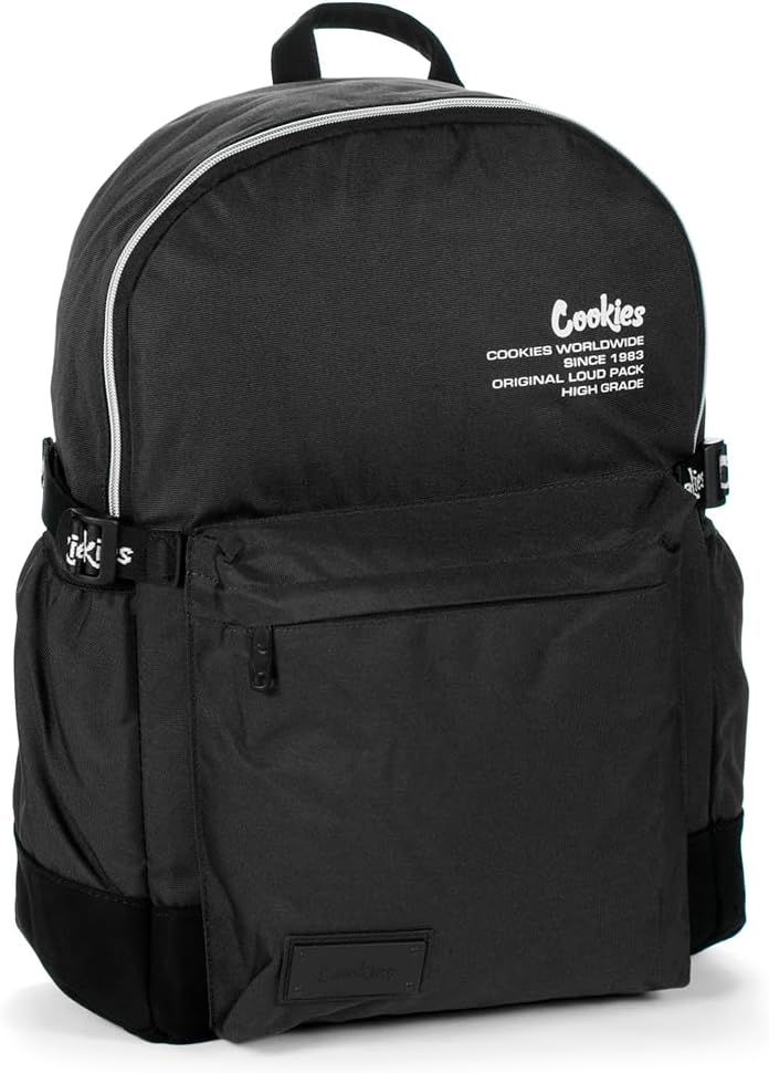 COOKIES Off The Grid Smell Proof Backpack – Odor Proof Travel Backpack with Laptop Sleeve, Multiple Pockets, 24.5L Capacity – Durable School, Gym, Work, Office & Everyday Streetwear Bag - Black