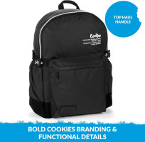 COOKIES Off The Grid Smell Proof Backpack – Odor Proof Travel Backpack with Laptop Sleeve, Multiple Pockets, 24.5L Capacity – Durable School, Gym, Work, Office & Everyday Streetwear Bag - Black