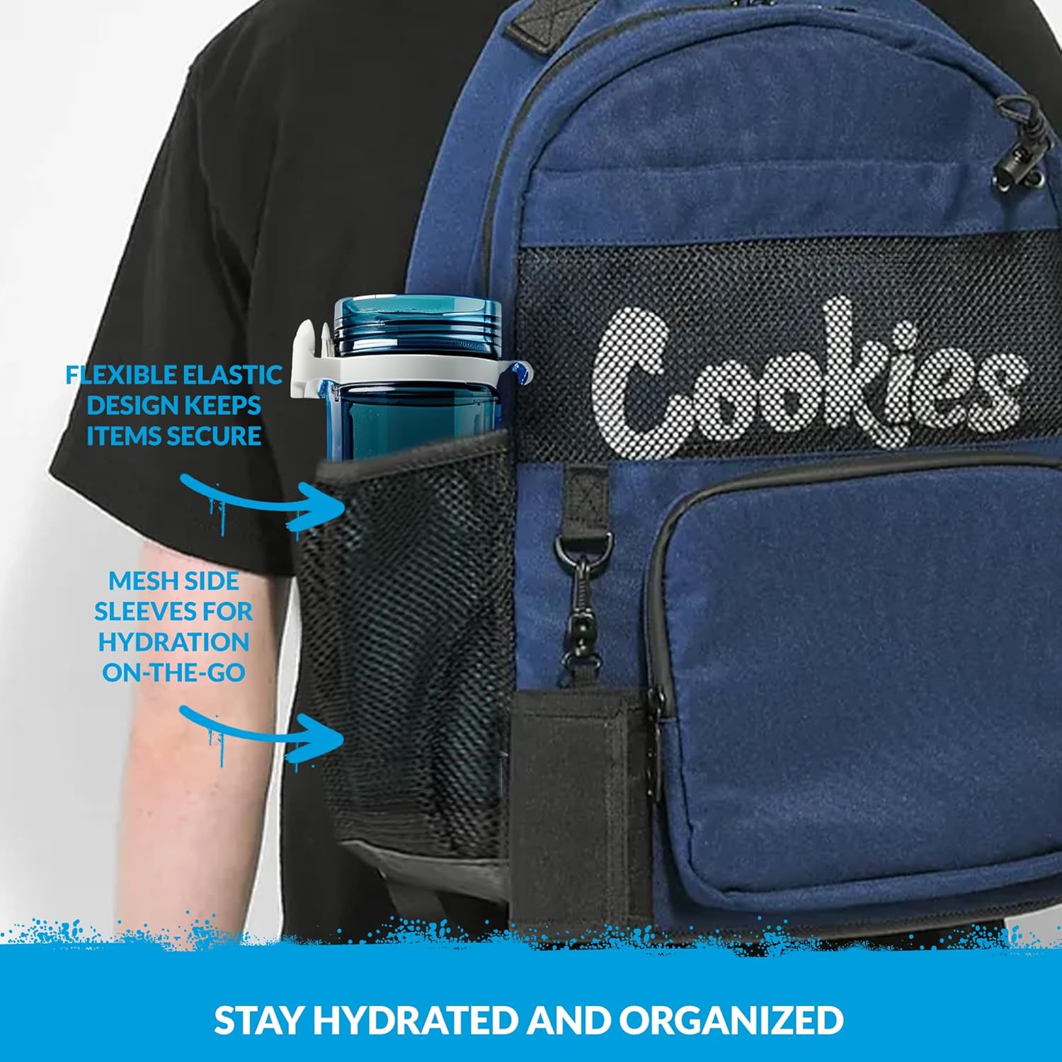COOKIES Stasher Smell Proof Backpack – Large Odorless Travel Backpack for Men & Women, Carry-On Personal Item, Spacious Bag 20.4L - Black