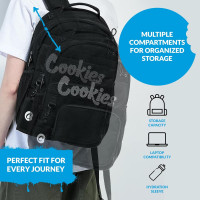 COOKIES Stasher Smell Proof Backpack – Large Odorless Travel Backpack for Men & Women, Carry-On Personal Item, Spacious Bag 20.4L - Black