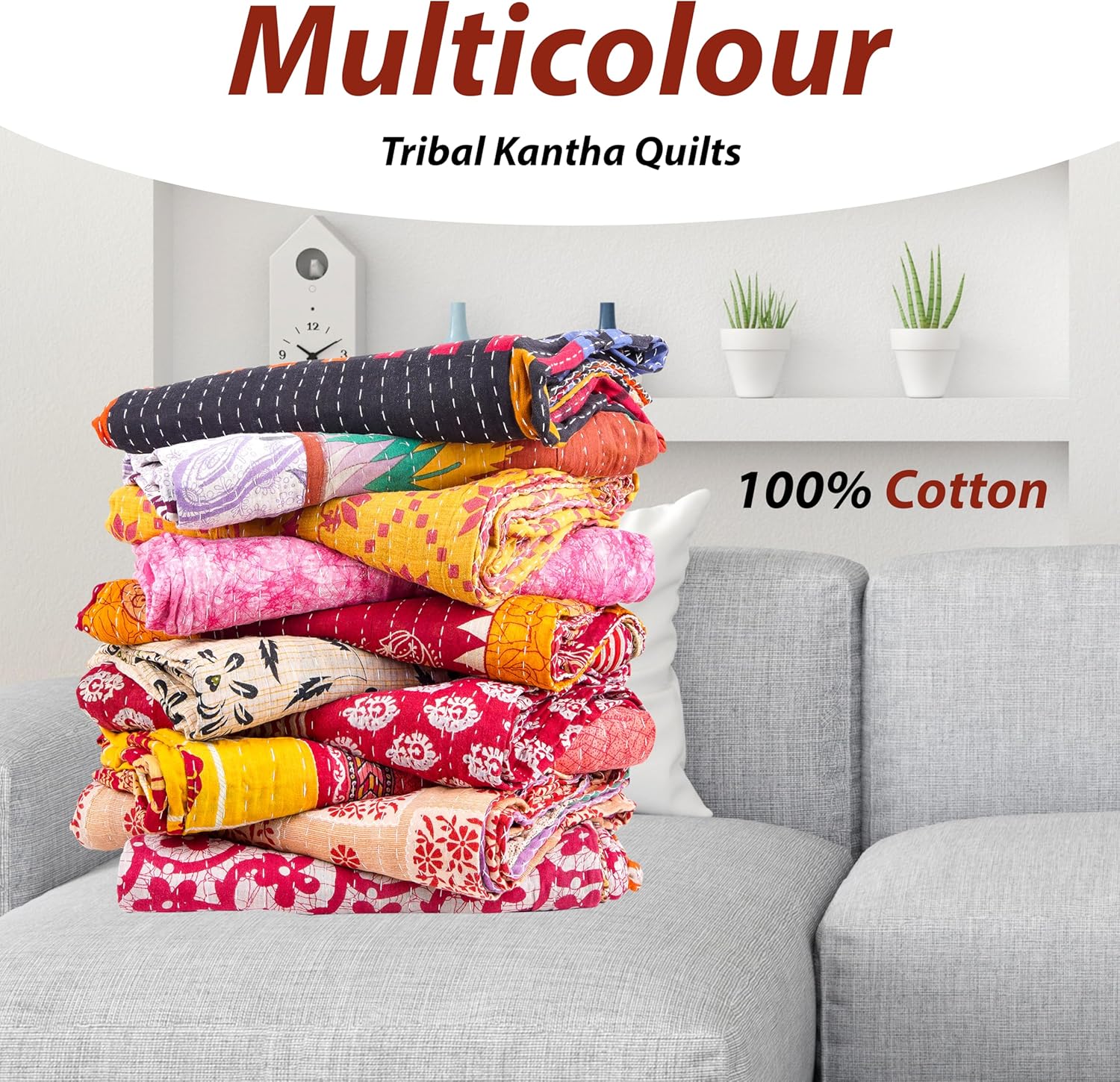 Indian Wholesale Kantha Quilt Lot 5 PCs Tribal Kantha Quilt Vintage Handmade Blanket Patch Kantha Throw Hippie Bohemian Old Saree Made Kantha Rally Twin Assorted