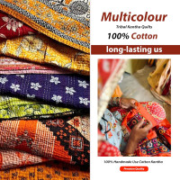 Indian Wholesale Kantha Quilt Lot 5 PCs Tribal Kantha Quilt Vintage Handmade Blanket Patch Kantha Throw Hippie Bohemian Old Saree Made Kantha Rally Twin Assorted