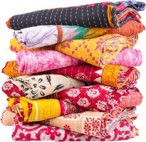 Indian Wholesale Kantha Quilt Lot 5 PCs Tribal Kantha Quilt Vintage Handmade Blanket Patch Kantha Throw Hippie Bohemian Old Saree Made Kantha Rally Twin Assorted