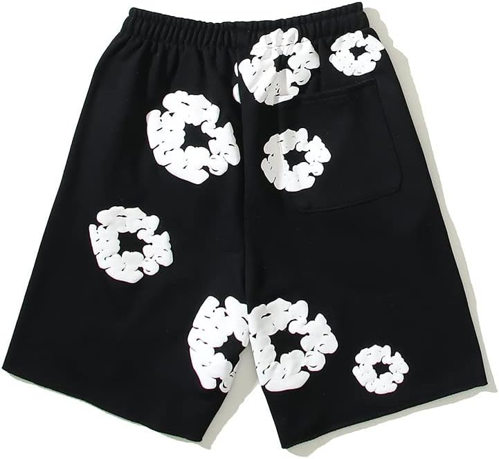 Y2K Men's Shorts Women's Foam Sports Shorts Hip hop Pants Black X-Large
