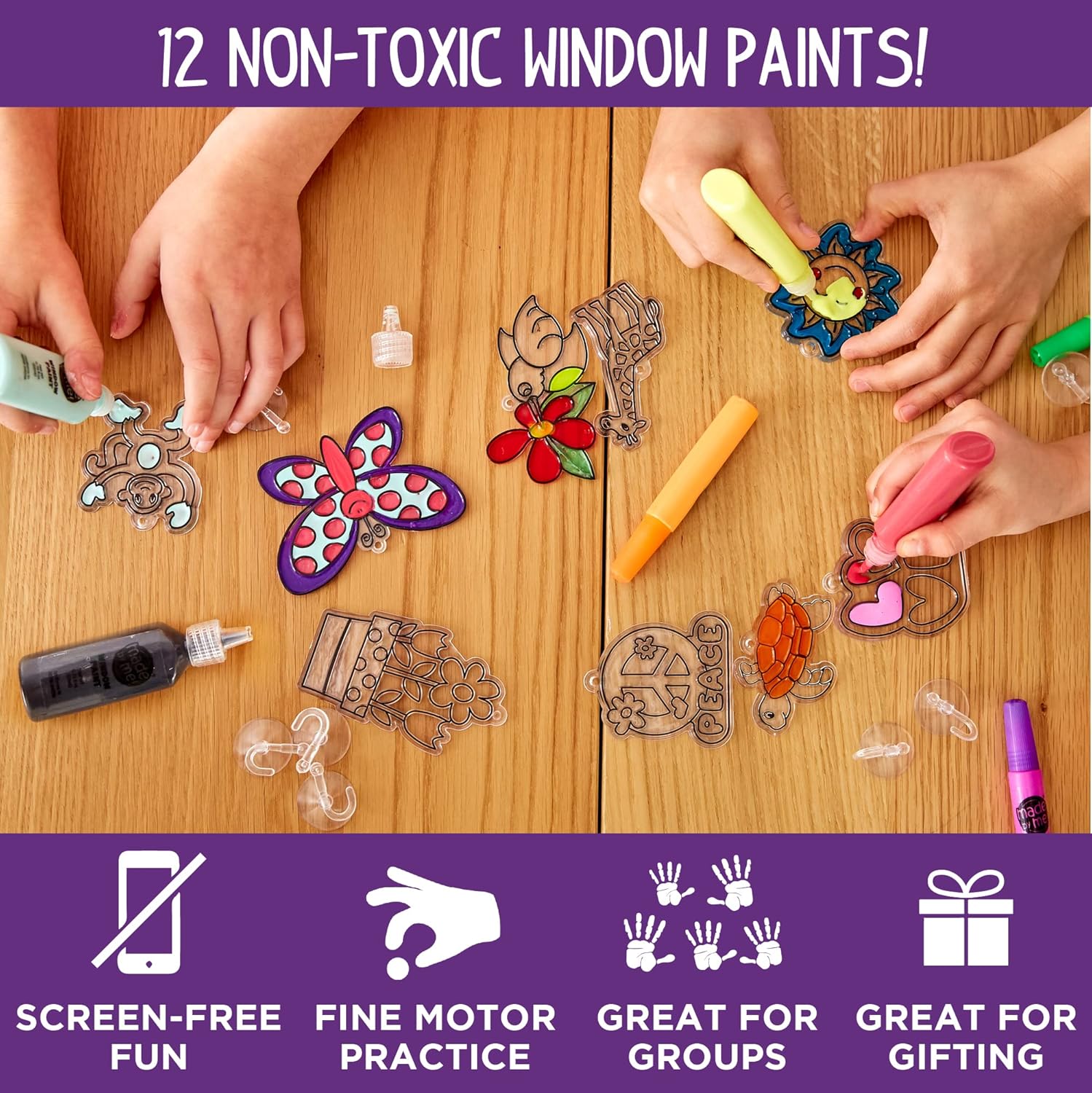 Made By Me Create Your Own Window Art, Paint Your Own Suncatchers, DIY Arts & Crafts Idea, Craft Kits for Kids, Crafts for Kids & Toddlers, Toddler Arts and Crafts