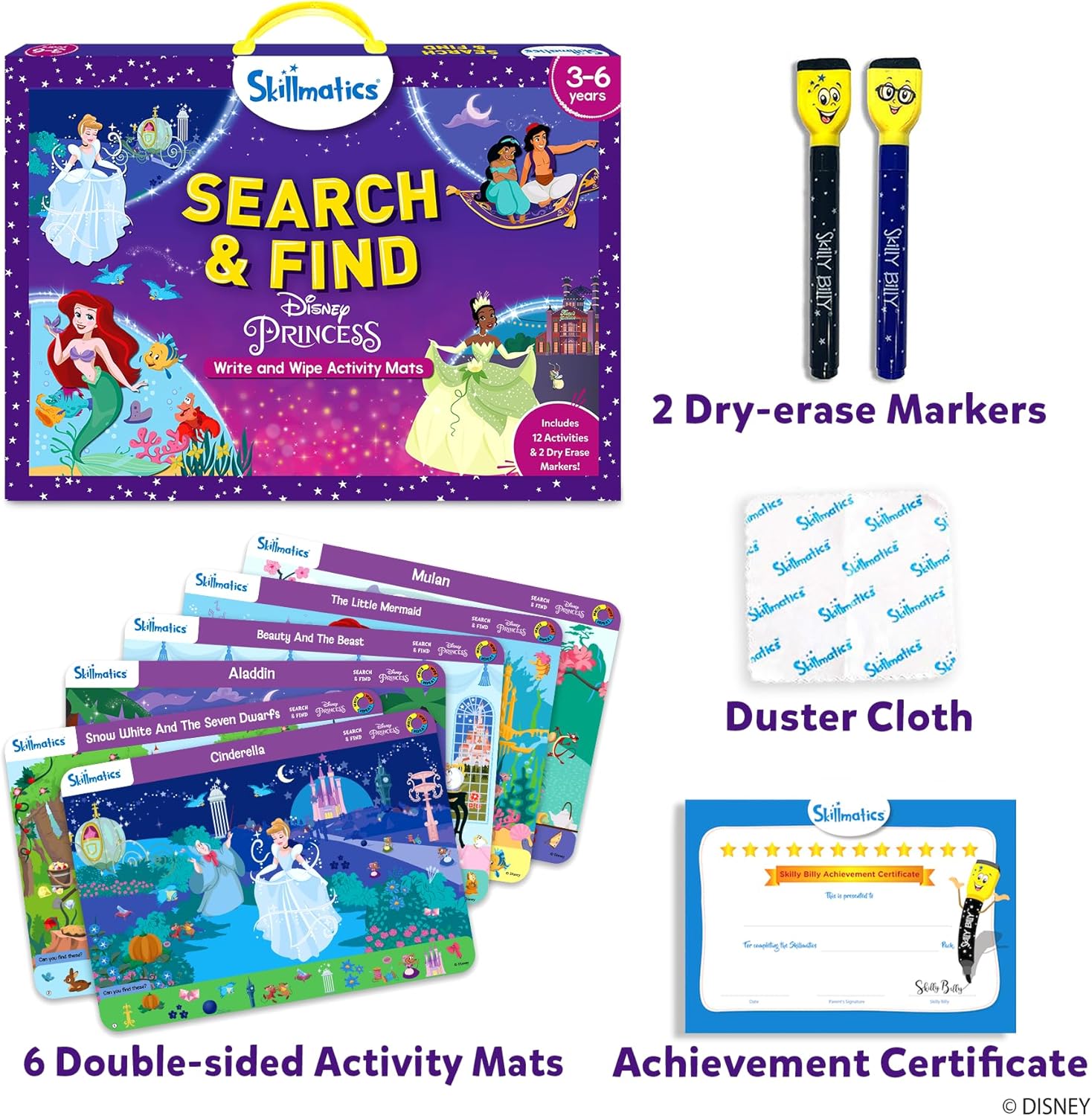 Skillmatics Search and Find Disney Princess Educational Game - Reusable Preschool Learning Activities, Perfect for Toddlers & Kids Who Love Toys, Art & Crafts, Gifts for Boys & Girls Ages 3, 4, 5, 6 2. ⁠Search & Find Disney Princess
