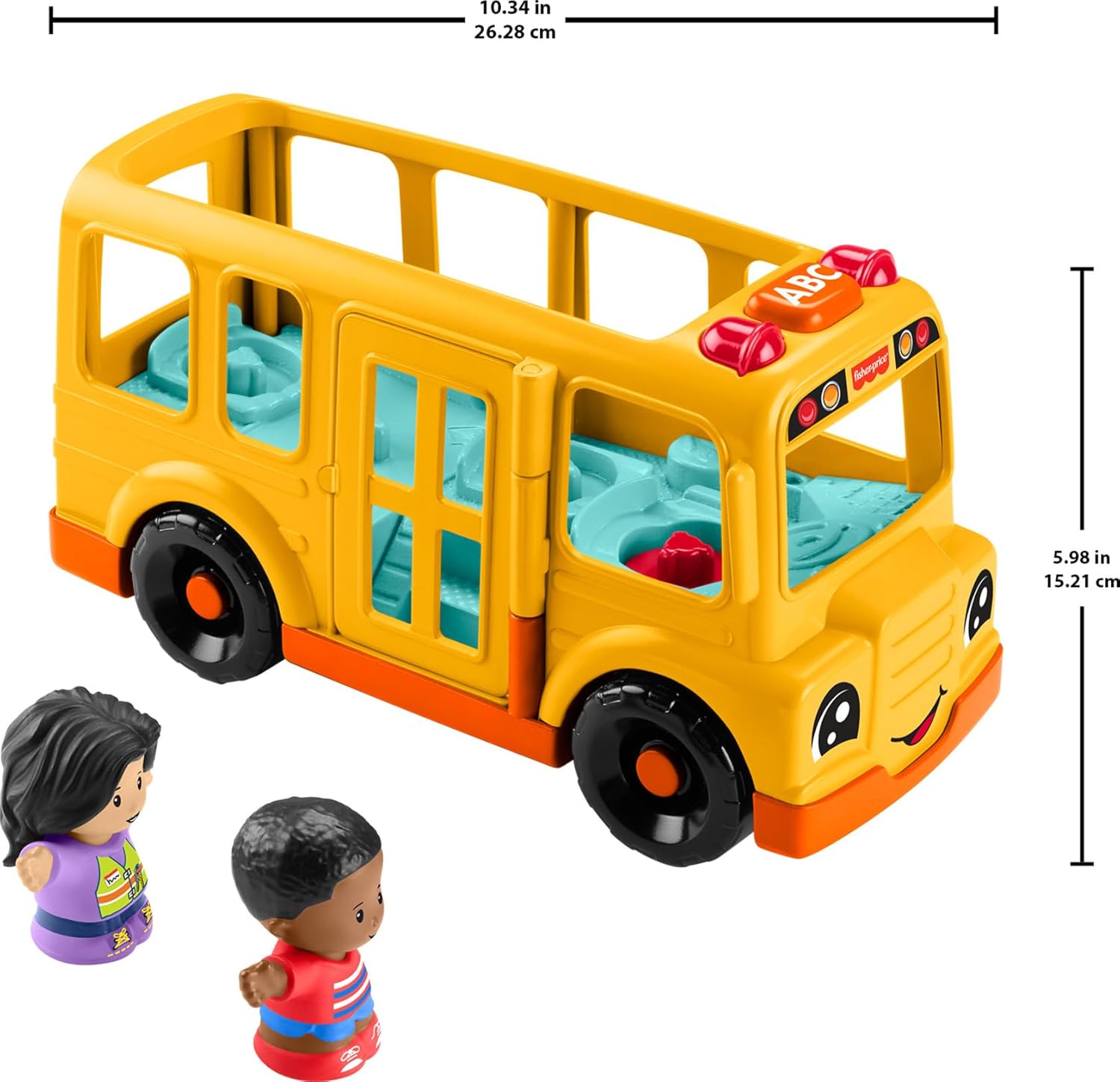Fisher-Price Little People Toddler Toy School Bus Musical Push-Along Vehicle with 2 Figures for Pretend Play Ages 1+ Years