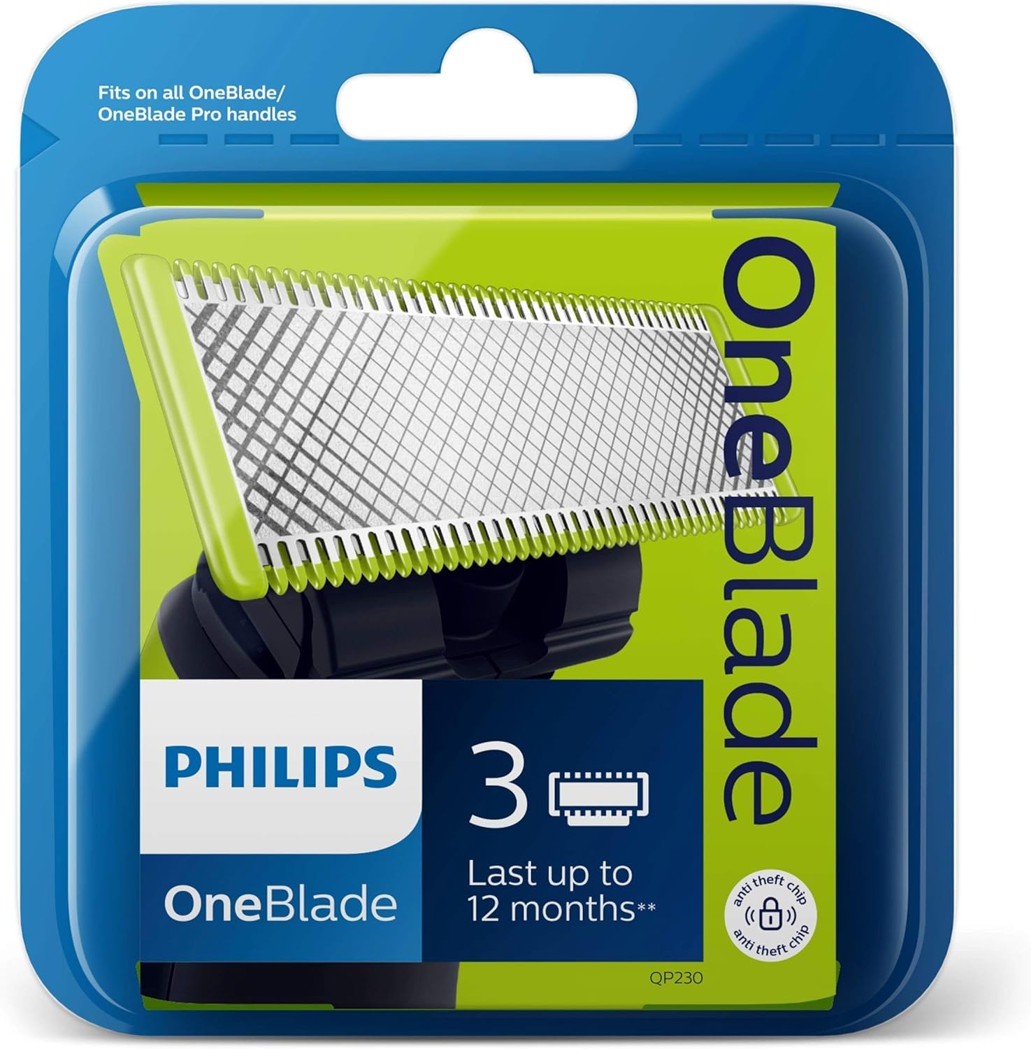 Philips Norelco Genuine OneBlade Replacement Blades, 3 Count, QP230/80 3 Pack OneBlade