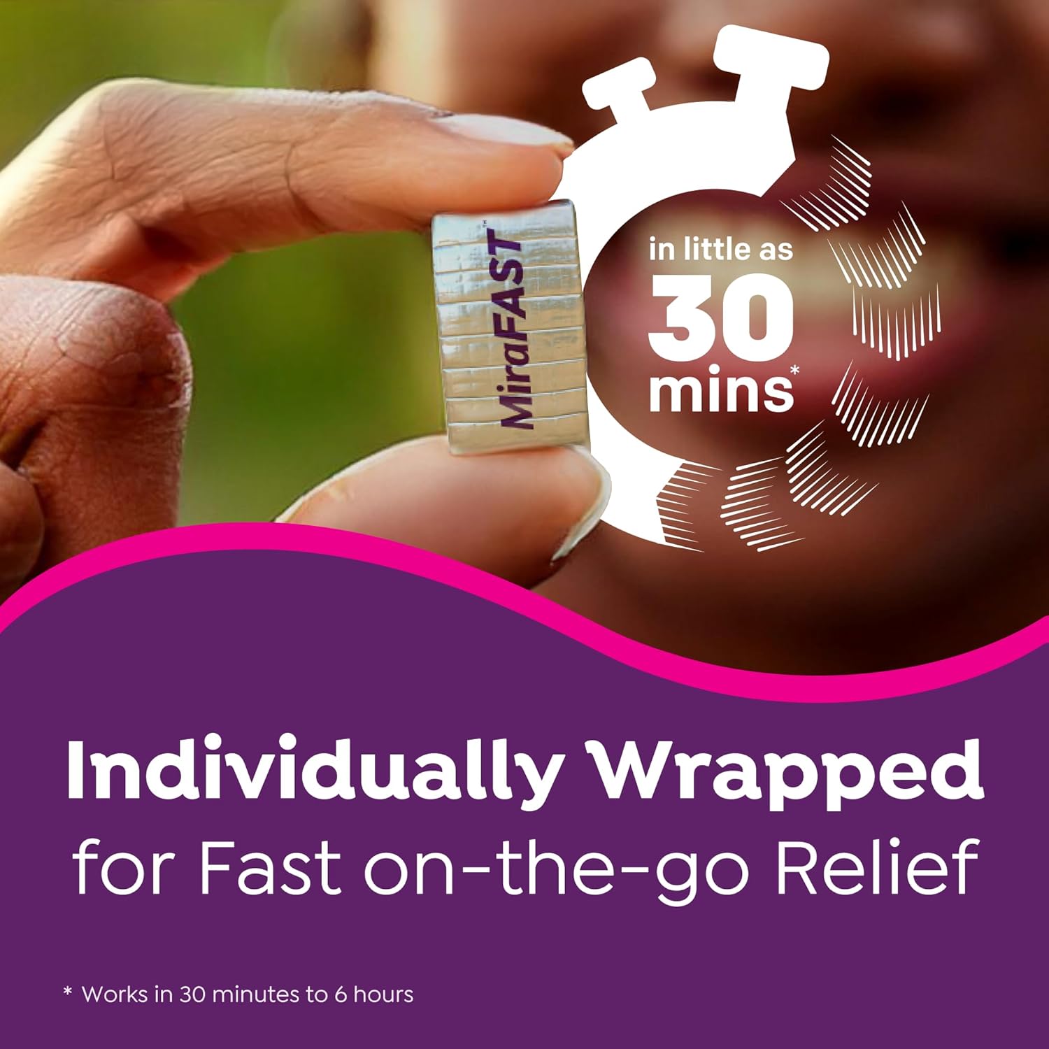 MiraFAST Soft Chews, from The Makers of MiraLAX, Gentle Constipation Relief, Fast Acting, Stimulant Free Saline Laxative, Magnesium Hydroxide, Blueberry & Raspberry Flavor, 60ct