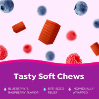 MiraFAST Soft Chews, from The Makers of MiraLAX, Gentle Constipation Relief, Fast Acting, Stimulant Free Saline Laxative, Magnesium Hydroxide, Blueberry & Raspberry Flavor, 60ct