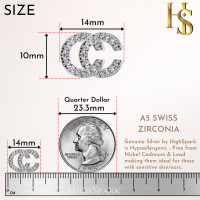 HighSpark Silver Double C Earrings | Stylish Designer Earrings | Chic Letter Design | Hypoallergenic | Perfect for Parties & Gifts