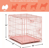 MidWest Homes for Pets 24-Inch Pink Fashion iCrate for Small Breeds, 12-20 lbs, Single Door Folding Dog Crate with Divider Panel, Leak-Proof Tray & Secure Latch, Portable, Durable & Easy to Assemble Pink 24-Inch