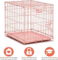 MidWest Homes for Pets 24-Inch Pink Fashion iCrate for Small Breeds, 12-20 lbs, Single Door Folding Dog Crate with Divider Panel, Leak-Proof Tray & Secure Latch, Portable, Durable & Easy to Assemble Pink 24-Inch