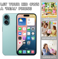 Dummy Fake Phone Model, Looks Like The RealPhone Compatible withPhone 16 Pro Max, for Cellphone Store Display or Send a ToyPhone for Kids (16,Teal, The Screen is Printed with Patterns)