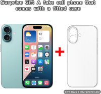 Dummy Fake Phone Model, Looks Like The RealPhone Compatible withPhone 16 Pro Max, for Cellphone Store Display or Send a ToyPhone for Kids (16,Teal, The Screen is Printed with Patterns)