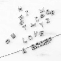 LiQunSweet 26 Pcs Letter Alphabet Metal Alloy Loose Beads for Women Men Initial Jewelry Making DIY Craft Supplies - 10x3mm Alloy Letter Platinum Color
