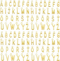 130 Pcs 5 Sets A-Z Alphabet Letter Charms, Gold Alloy Metal Spacer Beads, Slide Glitter Pendants for DIY Craft Bracelet Making Jewelry Wristbands Necklace Choker Keychain