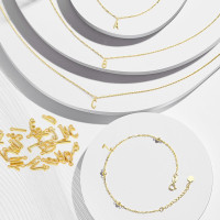 130 Pcs 5 Sets A-Z Alphabet Letter Charms, Gold Alloy Metal Spacer Beads, Slide Glitter Pendants for DIY Craft Bracelet Making Jewelry Wristbands Necklace Choker Keychain