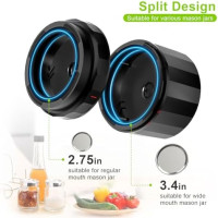 M11 Electric Mason Jar Vacuum Sealer Kit - with Wide and Regular Mouth Mason Lids, Jar Vacuum Sealer for Canning Jars, Vacuum Sealing Machine for Food Storage Black