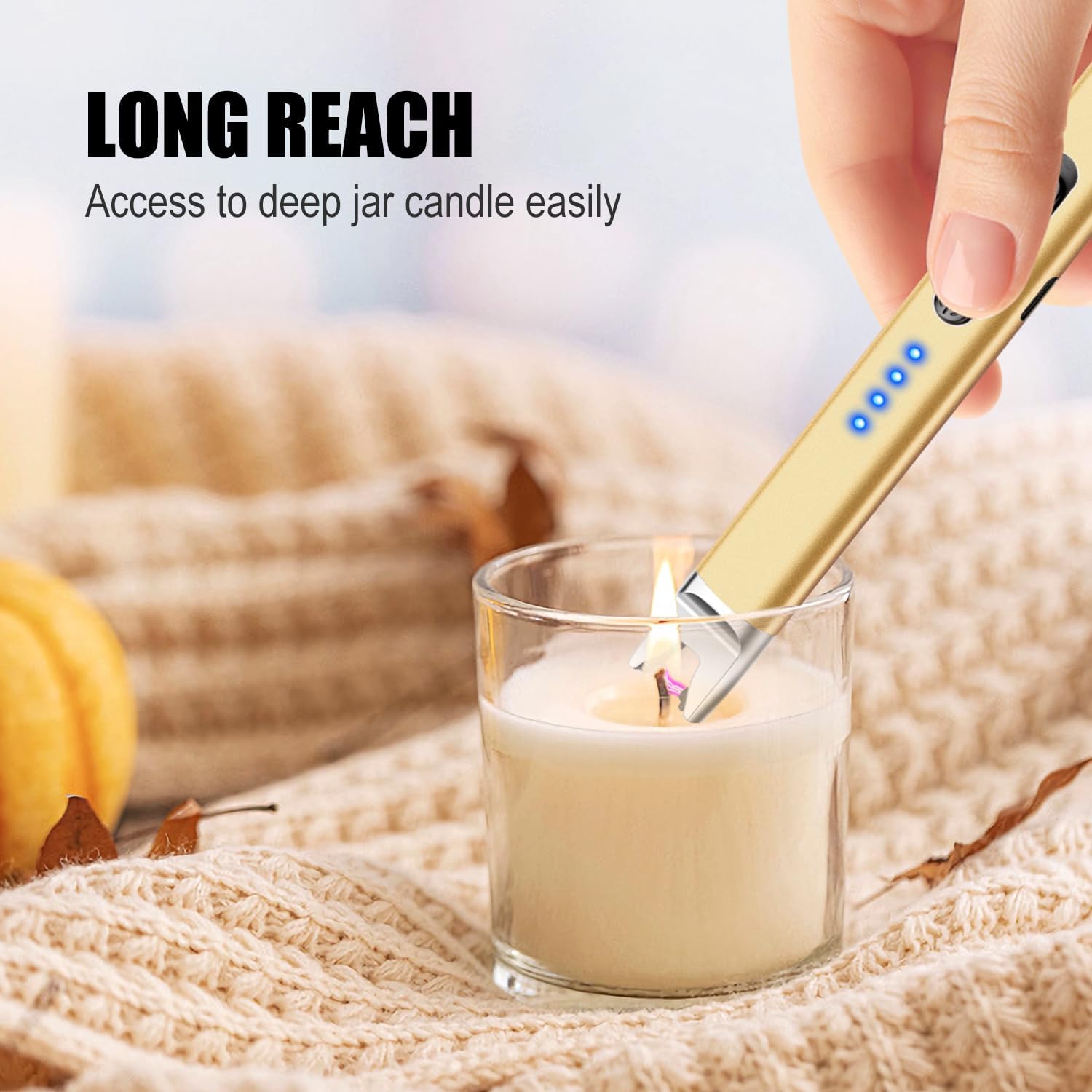 LcFun 2 Pack Candle Lighter USB Rechargeable Electric Plasma Arc Lighters with Safety Lock, Windproof Flameless Long Lighters Matches for Candle, Grill, BBQ, Camping, Gas Stoves (Black, Gold) Black & Gold