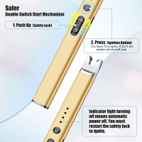 LcFun 2 Pack Candle Lighter USB Rechargeable Electric Plasma Arc Lighters with Safety Lock, Windproof Flameless Long Lighters Matches for Candle, Grill, BBQ, Camping, Gas Stoves (Black, Gold) Black & Gold