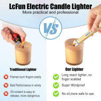 LcFun 2 Pack Candle Lighter USB Rechargeable Electric Plasma Arc Lighters with Safety Lock, Windproof Flameless Long Lighters Matches for Candle, Grill, BBQ, Camping, Gas Stoves (Black, Gold) Black & Gold