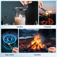 LcFun 2 Pack Candle Lighter USB Rechargeable Electric Plasma Arc Lighters with Safety Lock, Windproof Flameless Long Lighters Matches for Candle, Grill, BBQ, Camping, Gas Stoves (Black, Gold) Black & Gold