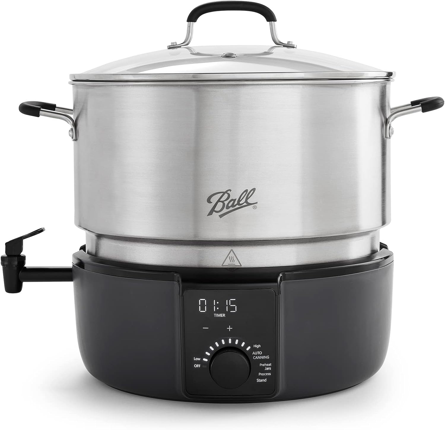 Ball EasyCanner Electric Water Bath Canner, 21-Quart Capacity, Automated Heating, Multicooker & Steamer Functionality New Bath Canner