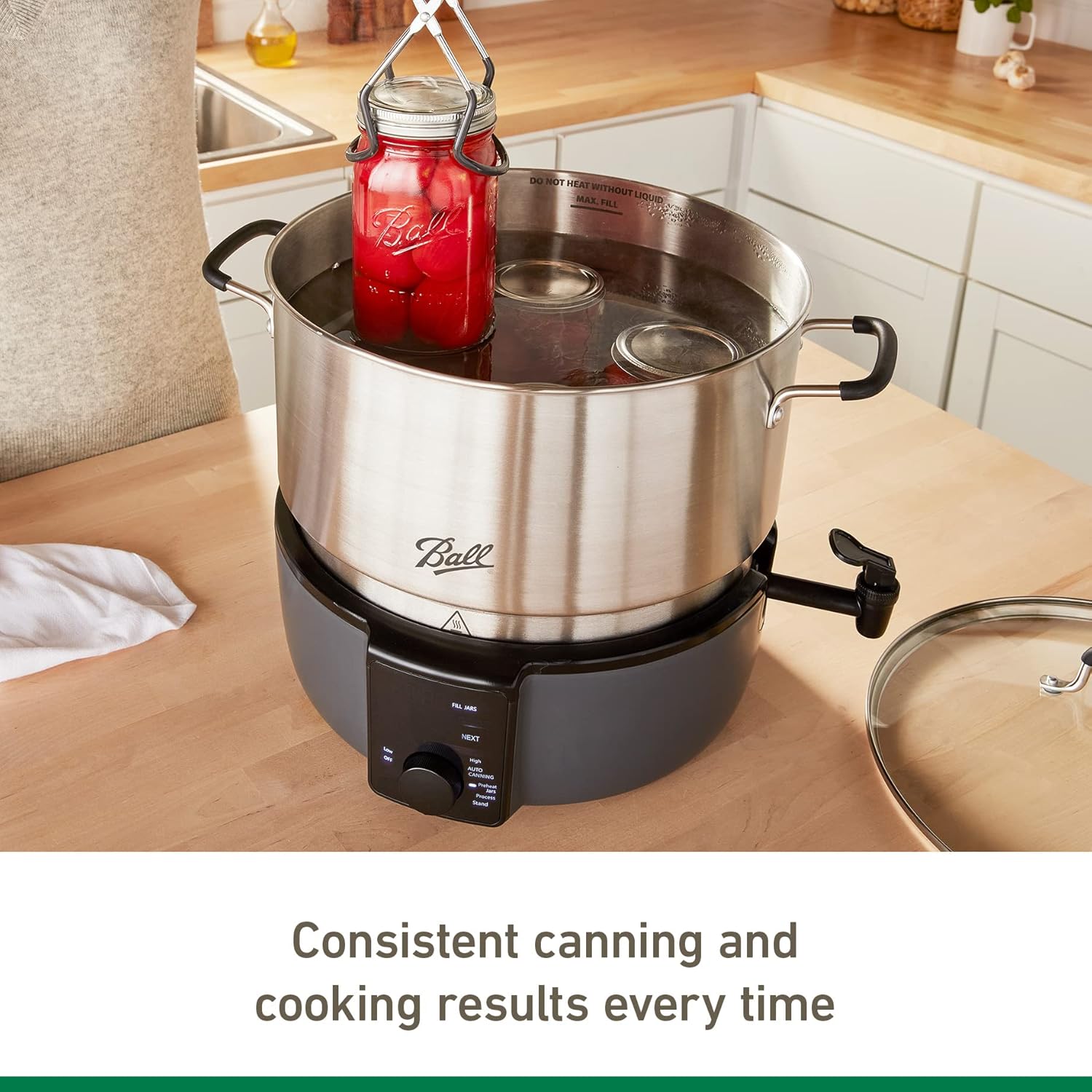 Ball EasyCanner Electric Water Bath Canner, 21-Quart Capacity, Automated Heating, Multicooker & Steamer Functionality New Bath Canner