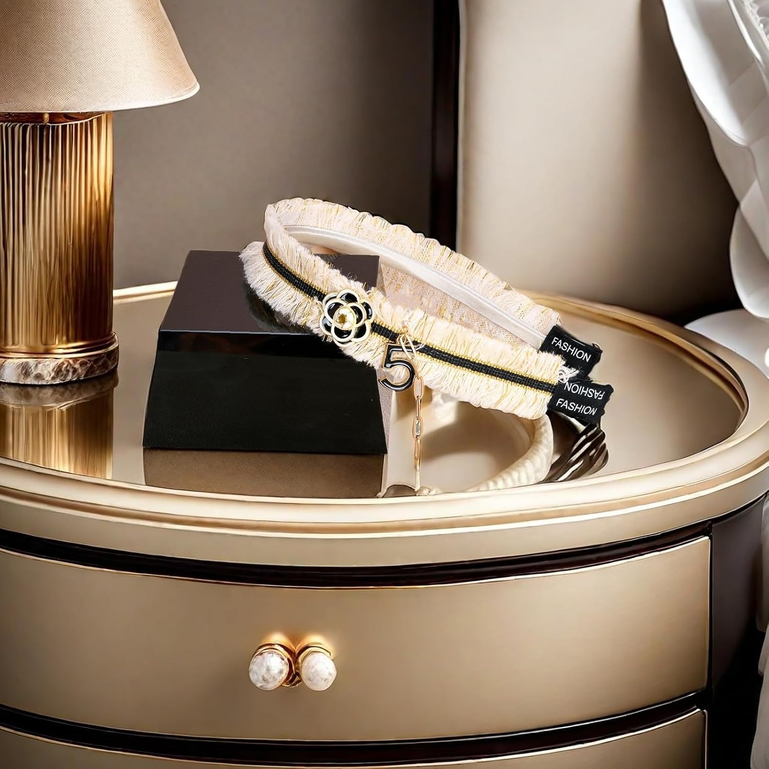 Pearl Hairband for Women, Fashion Decorative Headband with Jeweled Designer Beads, 1 Pack