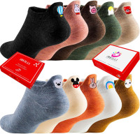 Women Cute Socks 10 Pairs Cotton Kawaii Embroidered Funny Low Cut Socks for Women Girls Ankle Socks Medium-Large 10 Colors 20 Cartoons