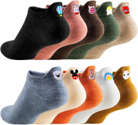 Women Cute Socks 10 Pairs Cotton Kawaii Embroidered Funny Low Cut Socks for Women Girls Ankle Socks Medium-Large 10 Colors 20 Cartoons