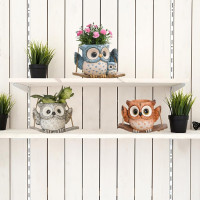 Swing Owl Hanging Planters for Indoor Plants, Cute Small Succulent Pots with Drainage Hole, Unique Resin Plant Hangers Outdoor, Hanging Plant Holder for String Of Pearls, Gift Ideas for Mother Blue-2