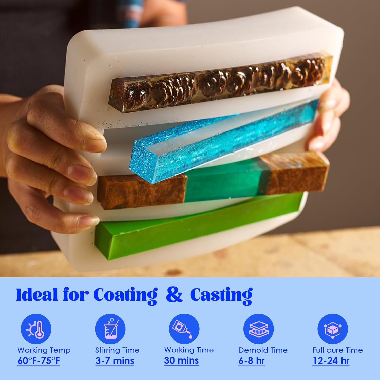 Bsrezn Epoxy Resin Kit - 96 oz with Pumps, 1:1 Mix Ratio, Crystal Clear, Bubble-Free, High Gloss Finish for Coating, Casting, Art, Jewelry, and DIY Projects (48 oz x 2) 96 OZ Kit