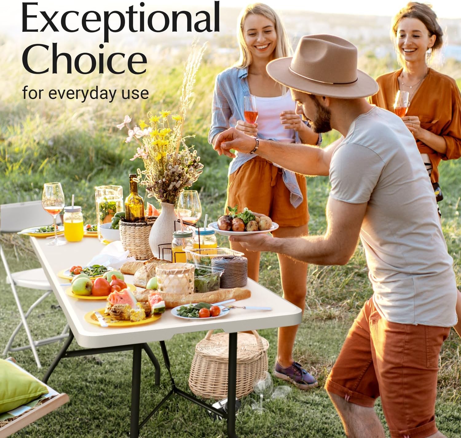 6 Feet Foldable Table with Built in Handle & Steel Legs | 6FT Heavy Duty Folding Portable | Perfect for Party, Dining, Wedding, Events, Picnic Indoor, Outdoor, Camping, Utility, Folding - 6 Foot 6 FT White