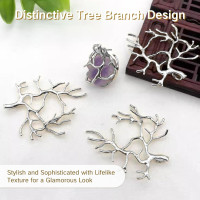10 Pcs Jewelry Mountings and Settings Branch Shape Pendant Metal Blanks with Prongs for Making DIY Claw Pendant Trays Blank Pendant Necklace Craft Supplies Kit Bulk Pendant Trays