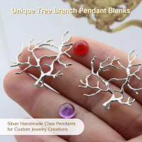 10 Pcs Jewelry Mountings and Settings Branch Shape Pendant Metal Blanks with Prongs for Making DIY Claw Pendant Trays Blank Pendant Necklace Craft Supplies Kit Bulk Pendant Trays