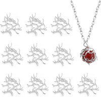 10 Pcs Jewelry Mountings and Settings Branch Shape Pendant Metal Blanks with Prongs for Making DIY Claw Pendant Trays Blank Pendant Necklace Craft Supplies Kit Bulk Pendant Trays