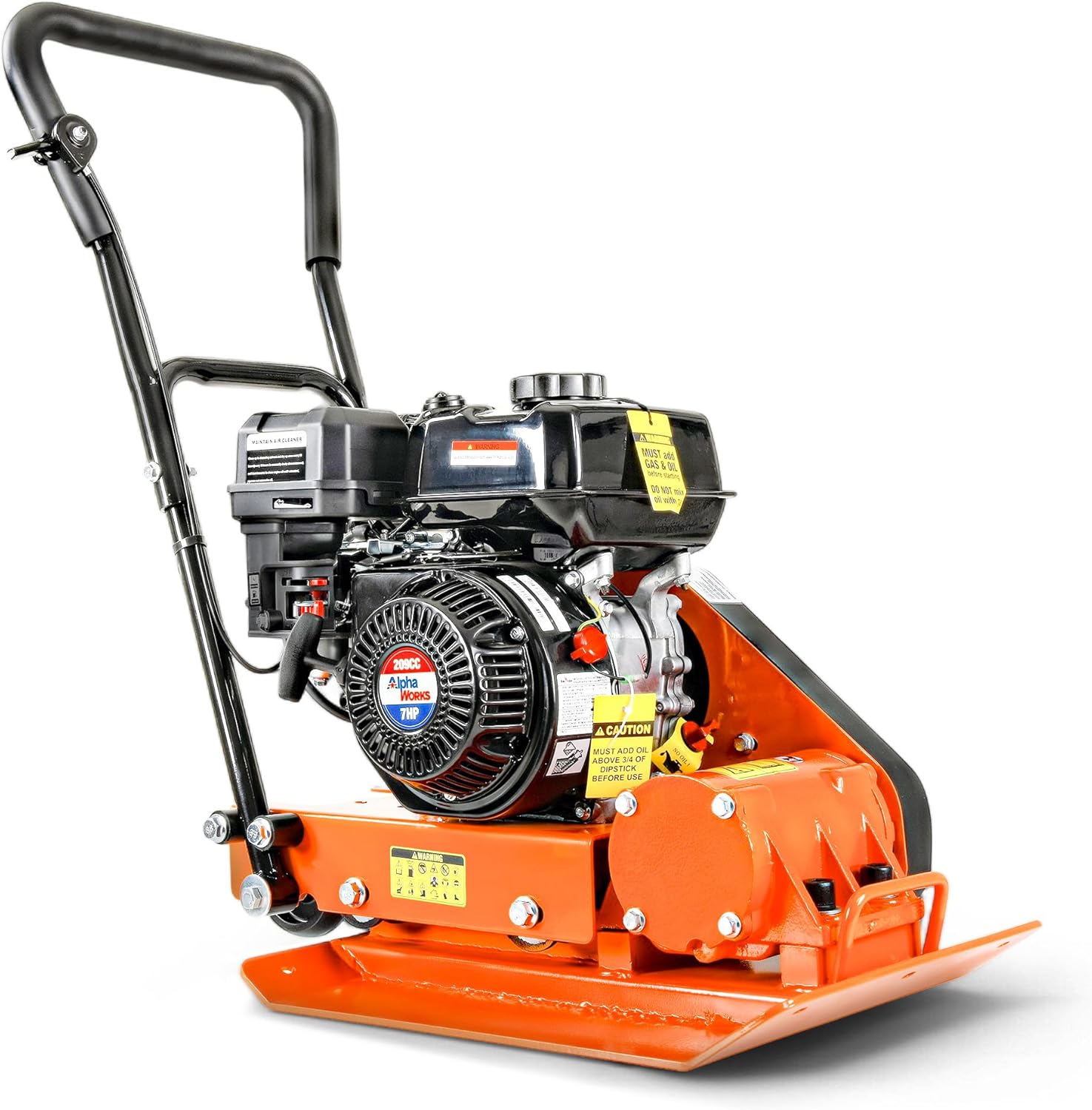 SuperHandy Plate Compactor Rammer 7 HP Gas Engine 4200-Pounds of Compaction Force Rammer Jumping Jack Tamper 20 × 15 Inch Plate for Paving Landscapes Sidewalks Patios EPA/CARB Compliant