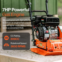 SuperHandy Plate Compactor Rammer 7 HP Gas Engine 4200-Pounds of Compaction Force Rammer Jumping Jack Tamper 20 × 15 Inch Plate for Paving Landscapes Sidewalks Patios EPA/CARB Compliant