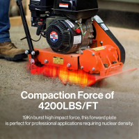 SuperHandy Plate Compactor Rammer 7 HP Gas Engine 4200-Pounds of Compaction Force Rammer Jumping Jack Tamper 20 × 15 Inch Plate for Paving Landscapes Sidewalks Patios EPA/CARB Compliant