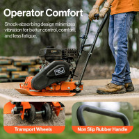 SuperHandy Plate Compactor Rammer 7 HP Gas Engine 4200-Pounds of Compaction Force Rammer Jumping Jack Tamper 20 × 15 Inch Plate for Paving Landscapes Sidewalks Patios EPA/CARB Compliant
