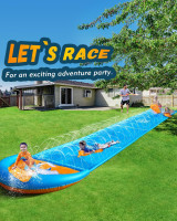 Spring Water Slip and Water Slide, 32FT Lawn Slip n WaterSlide for Kids Adults, Backyard Summer Outdoor Water Toys with Sprinkler, 2 Inflatable Bodyboards