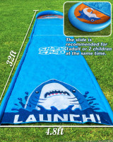 Spring Water Slip and Water Slide, 32FT Lawn Slip n WaterSlide for Kids Adults, Backyard Summer Outdoor Water Toys with Sprinkler, 2 Inflatable Bodyboards