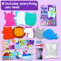 EZCRA Unicorn Sewing Kit for Kids - 8-in-1 Kids Sewing Kit - Easy to Do Craft Kits for Ages 4-8 - Sewing Crafts - Extra Felt Stickers for Decoration - No Mess with Full Instructions Animal