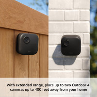 Blink Outdoor 4 XR (newest model) – two-year battery wireless camera with 4x security coverage, 1000 ft open-air range or 400 ft with typical use — 4 camera system Sync Module XR + Outdoor 4 4 Camera System
