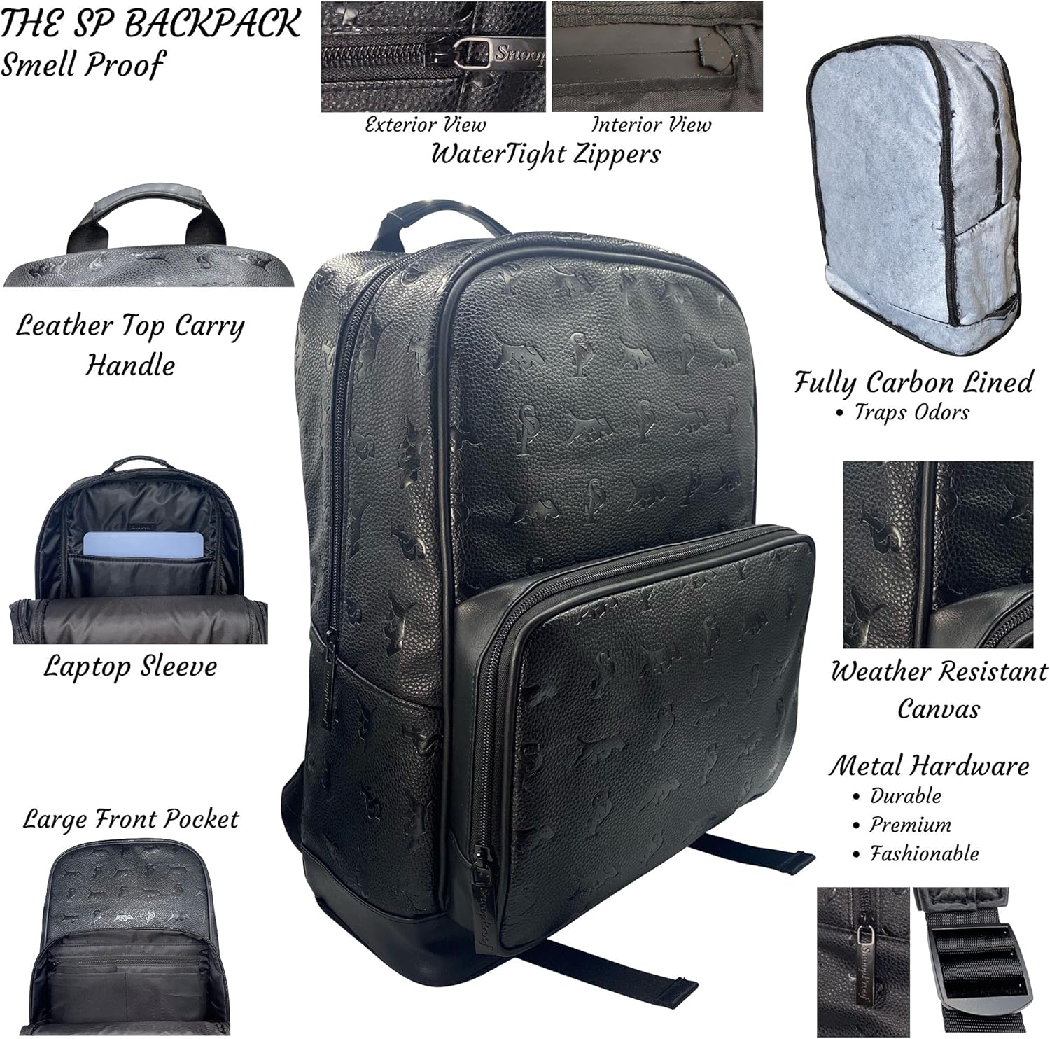 The SP Backpack in All Black Smell Proof BackPack