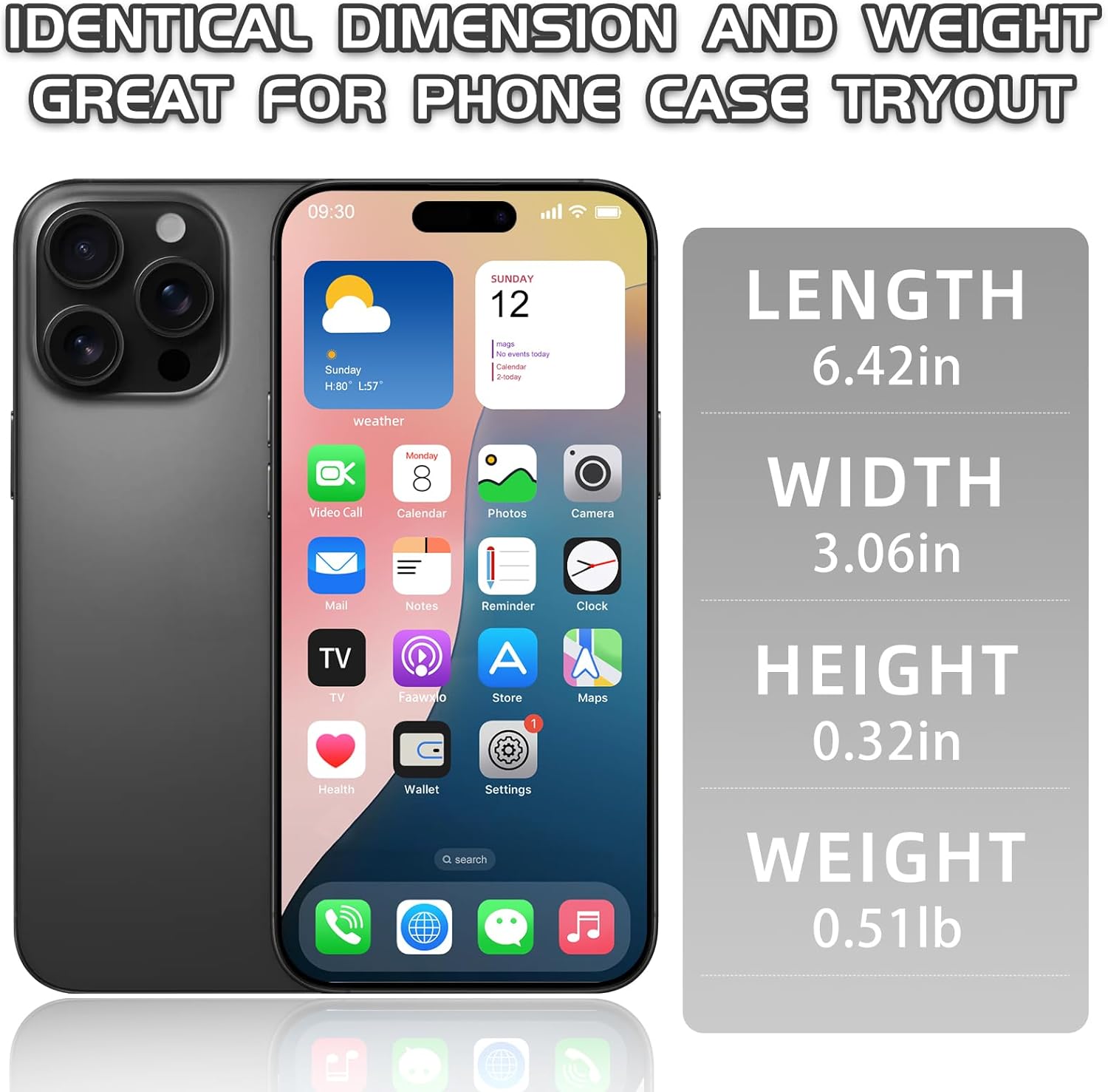 Dummy Fake Phone Model, Looks Like The Real Phone Compatible with Phone 16 PM, for Cell Phone Store Display or Send a Toy Phone for Kids (16ProMax,Black Titanium,The Screen is Printed with Patterns)